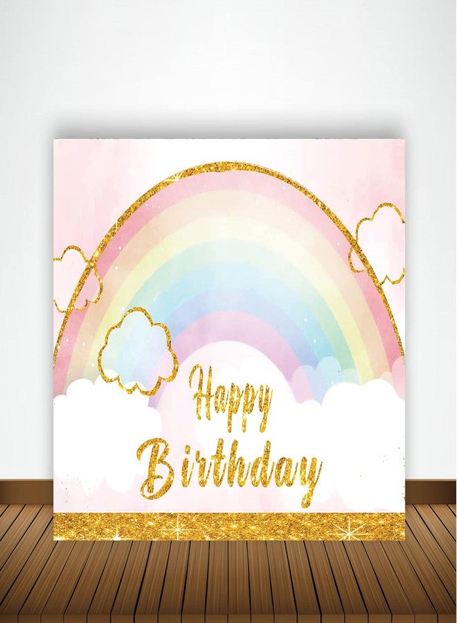 Theme My Party Rainbow Theme Birthday Party Supplies Rainbow Birthday Party Decoration Items with Rainbow Birthday Party Backdrop (6FT X 6FT) - Image 1